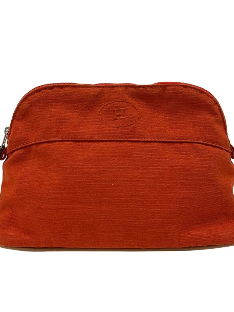 Hermes Orange Brown Canvas None Pouch